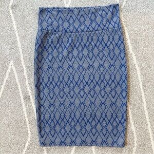 Lularoe Blue and Gray Diamond Cassie Pencil Skirt